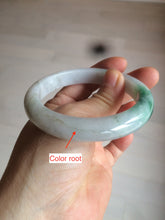 Load image into Gallery viewer, 56.4mm certificated Type A 100% Natural sunny green/white Jadeite Jade bangle Z130-2353