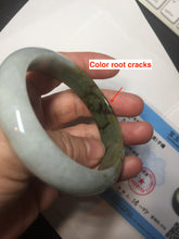 Load image into Gallery viewer, 55.5mm certificated Type A 100% Natural oily dark green/yellow/brown Jadeite Jade bangle D132-4069