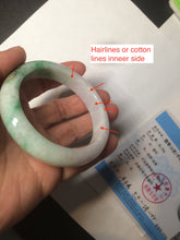 Load image into Gallery viewer, 55mm Certified 100% natural Type A sunny green/purple/white jadeite jade bangle BH29-5417