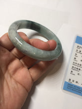 Load image into Gallery viewer, 57mm Certified Type A 100% Natural sunny green/gray/black chubby Jadeite bangle PB243-9556