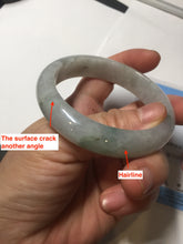 Load image into Gallery viewer, 53.7mm certificated Type A 100% Natural light green white Jadeite Jade bangle S89-7060