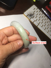Load image into Gallery viewer, 55mm certified type A 100% Natural light green/white jadeite jade bangle AE66-6537