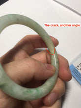 Load image into Gallery viewer, 54mm Certified Type A 100% Natural fresh light green yellow with sunny green flying flowers round cut Jadeite Jade bangle C91-2827