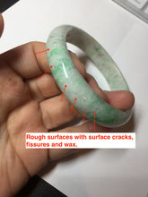 Load image into Gallery viewer, 56 mm Certified type A 100% Natural sunny green/white Jadeite bangle AY84-3462