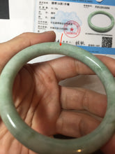Load image into Gallery viewer, 58.5mm certified Type A 100% Natural light green round cut Jadeite Jade bangle PB264-3255