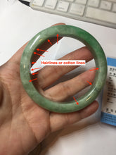 Load image into Gallery viewer, 59mm Certified Type A 100% Natural sunny green gray Jadeite Jade bangle BG236-9898