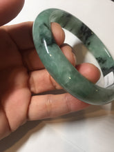 Load image into Gallery viewer, Shopify only! 59mm certified type A 100% Natural icy watery green/black Jadeite Jade bangle BM44-8566