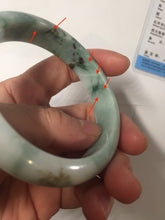 Load image into Gallery viewer, 57.8mm Certified Type A 100% Natural sunny green dark green white Jadeite bangle AZ164-6583
