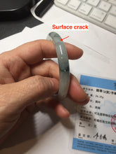 Load image into Gallery viewer, 53.4mm Certified Type A 100% Natural icy watery light green white roung cut jadeite Jade bangle AU51-8147