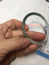 Load image into Gallery viewer, Sold !55.3mm Certified type A 100% Natural icy watery dark green white half mountain half water two-tone(半山半水) slim round cut Jadeite bangle BG218-8579