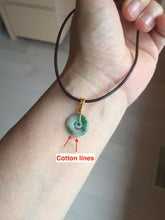Load image into Gallery viewer, 12–14.5mm Certified Type A 100% Natural Sunny Green Dark Green White Jadeite Jade Concentric Ring Safety Guardian Donut Mom & Daughter Pendant 子母扣 PC224