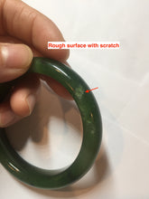 Load image into Gallery viewer, 51mm certified 100% Natural dark green/black nephrite (碧玉) bangle HN123-0138