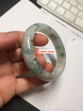 Load image into Gallery viewer, 51.2mm Certified Type A 100% Natural light green carved branches and flowers and golden-painted jadeite jade bangle BH123-6069