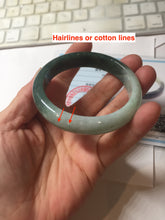 Load image into Gallery viewer, 53.4mm certified 100% natural Type A oily dark green gray black(老油青) half mountain half water (半山半水) oval jadeite jade bangle BS177-0063