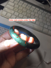 Load image into Gallery viewer, 57.5mm Certified Type A 100% Natural oily dark green(老油青)/gray Jadeite bangle BG228-0397