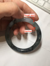 Load image into Gallery viewer, 56mm Certified Type A 100% Natural icy watery dark green/purple/gray round cut Jadeite bangle AA130-6924