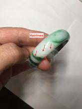 Load image into Gallery viewer, 46.7mm certified Type A 100% Natural sunny green/brown/white(白底青) kids Jadeite Jade bangle/scarf buckle PJ67-0098