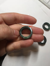 Load image into Gallery viewer, 100% natural type A dark green/sunny green/black jadeite jade band ring PB222