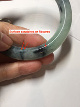 Load image into Gallery viewer, 58.3mm Certified Type A 100% Natural light green with flying dark green flowers chubby round cut Jadeite bangle PE20-5954