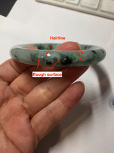 Load image into Gallery viewer, 58mm Certified Type A 100% Natural light green with flying dark green flowers round cut Jadeite bangle PE21-5864