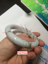 Load image into Gallery viewer, 62.7mm Certified Type A 100% Natural light green/white/brown/purple Jadeite Jade bangle AH84-0438