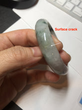 Load image into Gallery viewer, 54.5mm Certified 100% natural Type A white with green floating flowers jadeite jade bangle BN19-7053