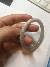 Load image into Gallery viewer, AllaboutjadeCanada.com only 52.2mm certified 100% Natural icy watery light beige pale pink(藕粉) gray white nephrite bangle HN121-0066