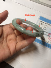 Load image into Gallery viewer, 55.2mm certified 100% natural Type A light green with green floating flowers round cut jadeite jade bangle BS109-2524