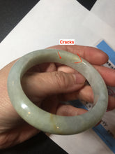 Load image into Gallery viewer, 56.6mm certified 100% natural Type A icy watery light yellow/white with jadeite jade bangle BL55-3278