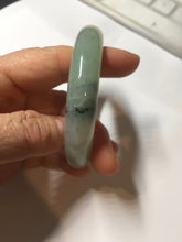 Load image into Gallery viewer, 55.2mm certified type A 100% Natural icy watery light green with dark green flowers jadeite jade bangle PH58-1057
