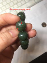Load image into Gallery viewer, 14x13mm 100% Natural dark green/black/gray(碧玉) vintage style nephrite Jade bead bracelet HE106