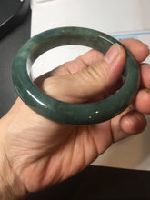 Load image into Gallery viewer, 57.2mm Certified type A 100% Natural oily dark green (老油青) blue gray black Mountains Afar in Blue-Green Haze(远山如黛)Jadeite bangle PC255-0556
