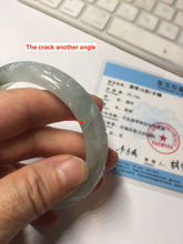 Load image into Gallery viewer, 55.3mm Certified Type A 100% Natural light green with carved Ancient Coin, Auspicious Cloud, and Lingzhi Jadeite Jade bangle PD146-6252