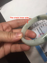 Load image into Gallery viewer, 55.5mm Certified type A 100% Natural light green with green flying flowers Jadeite bangle D131-4024
