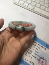 Load image into Gallery viewer, Shopify only 55.3mm Type A 100% Natural light green flying flowers Jadeite Jade bangle E152-2440