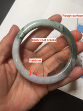 Load image into Gallery viewer, 58mm certificated Type A 100% Natural light green purple with green floating flowers Jadeite Jade bangle AS83-3016