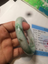 Load image into Gallery viewer, 60.5mm Certified Type A 100% Natural sunny green/white/brown Jadeite Jade bangle A109-5414