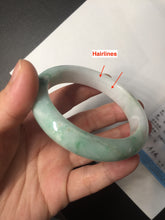 Load image into Gallery viewer, 57mm Certified Type A 100% Natural sunny green/white/ Jadeite Jade bangle BL33-5213
