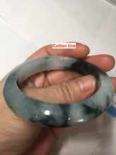 Load image into Gallery viewer, 54.3mm Certified Type A 100% Natural icy watery dark green/white//black Jadeite Jade bangle BM8-8573