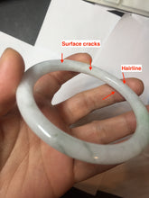 Load image into Gallery viewer, 59.4mm certified Type A 100% Natural sunny green white light purple slim round cut Jadeite Jade bangle PH211-3198