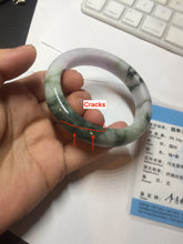 Load image into Gallery viewer, 54.8mm certified 100% natural Type A light purple dark green jadeite jade bangle E141-3921