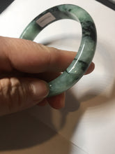 Load image into Gallery viewer, Shopify only! 59mm certified type A 100% Natural icy watery green/black Jadeite Jade bangle BM44-8566