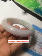 Load image into Gallery viewer, 59.5mm Certificated Type A 100% Natural white/sunny green/purple jadeite jade bangle H114-9141
