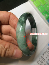 Load image into Gallery viewer, 60.1mm Certified Type A 100% Natural green/dark green Jadeite Jade bangle AS68-1658