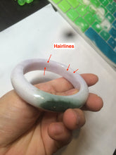 Load image into Gallery viewer, 54mm Certified 100% natural Type A olive green/white/purple jadeite jade bangle AX96-5190