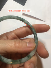 Load image into Gallery viewer, 57.8mm Certified type A 100% Natural light green with green floating flowers round cut Jadeite bangle J129-3397