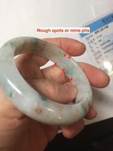 Load image into Gallery viewer, 51mm certified 100% natural Type A light green red with green floating flowers carved and golden-painted jadeite jade bangle PF80-6081