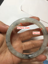 Load image into Gallery viewer, 58.5mm certificated Type A 100% Natural icy watery light green/white with dark green floating flowers Chinese ink painting round cut Jadeite Jade bangle PB126-7352