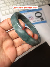 Load image into Gallery viewer, 58.5mm Certified Type A 100% Natural Dark Green Purple Gray Monet's Pond Square Jadeite Jade Bangle PF85-7521