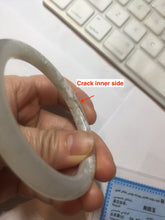 Load image into Gallery viewer, AllaboutjadeCanada.com only 52.2mm certified 100% Natural icy watery light beige pale pink(藕粉) gray white nephrite bangle HN121-0066